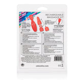 Massager Kit with Three Silicone Attachments and Charging in Coral Red Finger Stimulator